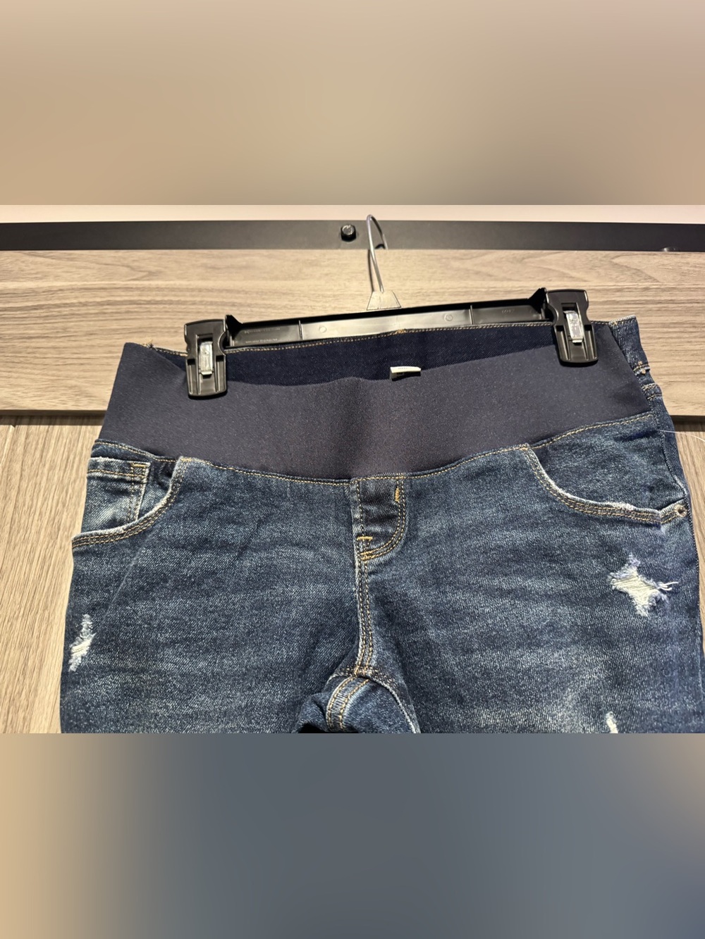 Stretch Maternity Denim Jeggings - Navy Waistband Blue